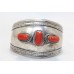 Bangle Cuff Bracelet Sterling Silver 925 Coral Gem Stone Handmade Women C449